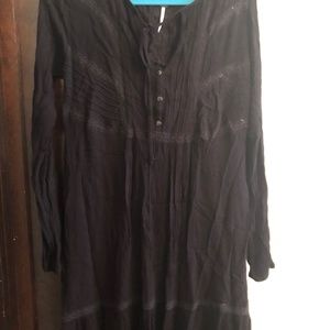 Free People Black Sweet Treat Mini Shirt Dress